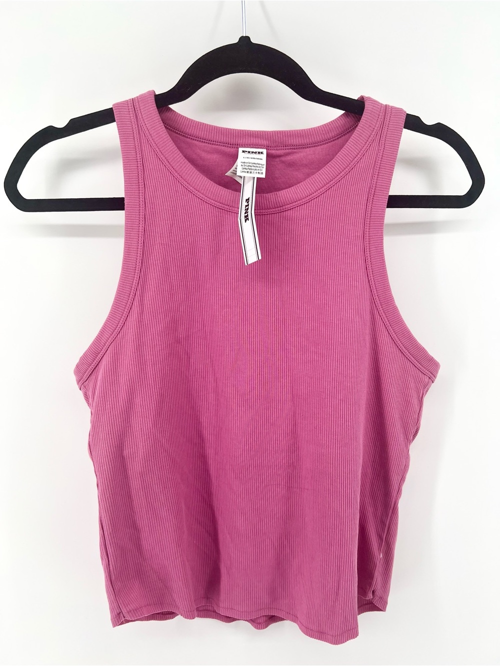 PINK Victoria's Secret Ribbed Tank mauve pink large NWT